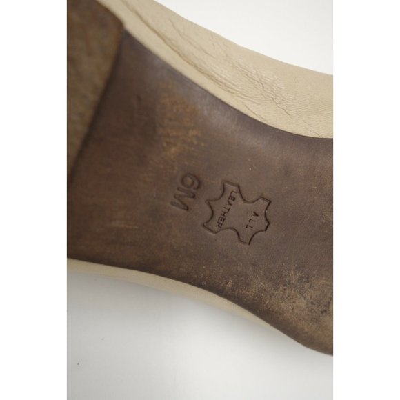 Tory Burch Logo Beige Orange Leather Buckle Toe Slip On Flats Shoes Women's 6 M - Picture 9 of 11